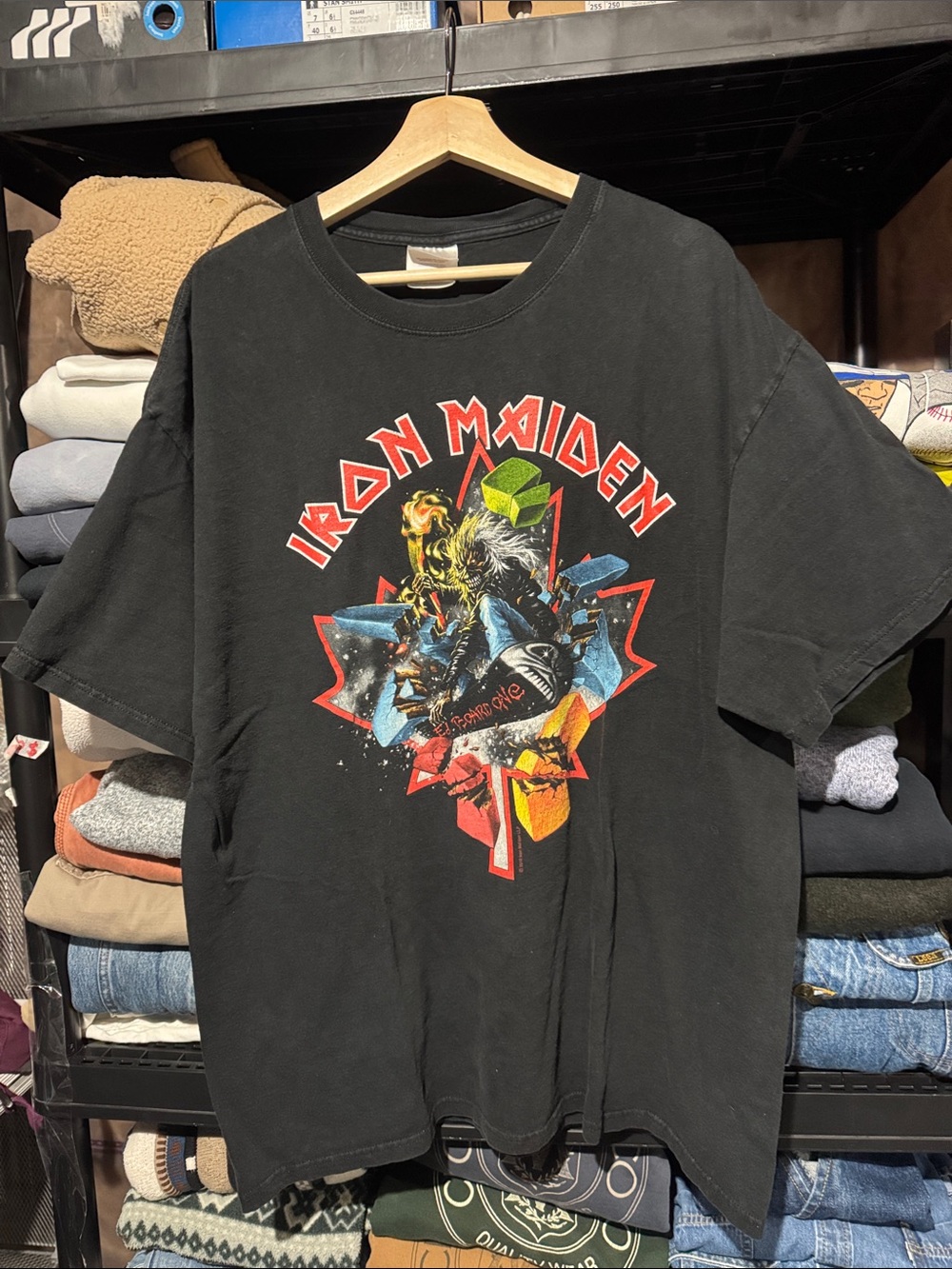 Hanes Black Iron Maiden Graphic Tee with Multicolor Print